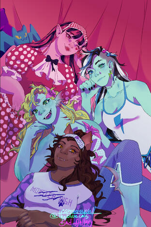 Characters: Draculaura, Frankie, Lagoona & Clawdeen from Monster High, 2023